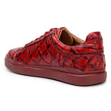 Belvedere Kingstone in Red Exotic Pirarucu Lace-Up Casual Sneaker