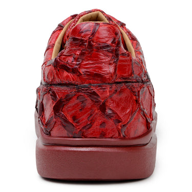 Belvedere Kingstone in Red Exotic Pirarucu Lace-Up Casual Sneaker