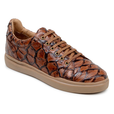 Belvedere Kingstone in Antique Almond Exotic Pirarucu Lace-Up Casual Sneaker