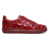 Belvedere Kingstone in Red Exotic Pirarucu Lace-Up Casual Sneaker