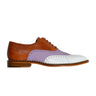 Belvedere Kurt in Almond, Plum, and White Exotic Ostrich / Suede / Calf-Skin Leather Oxfords in Almond / Plum / White #color_ Almond / Plum / White