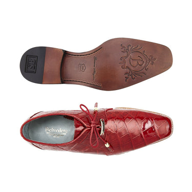 Belvedere Lago in Red Genuine Alligator Oxfords