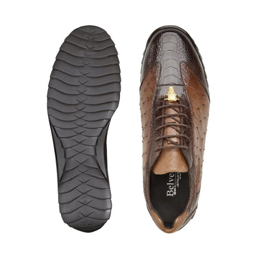 Belvedere Lando in Brown / Tobacco Genuine Ostrich Leg & Italian Calf Sneakers in
