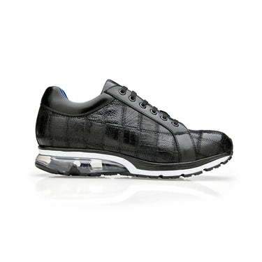 Belvedere Magnus in Black Ostrich Patchwork Sneakers in Black