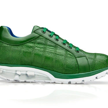 Belvedere Magnus in Emerald Ostrich Patchwork Sneakers in Emerald Green