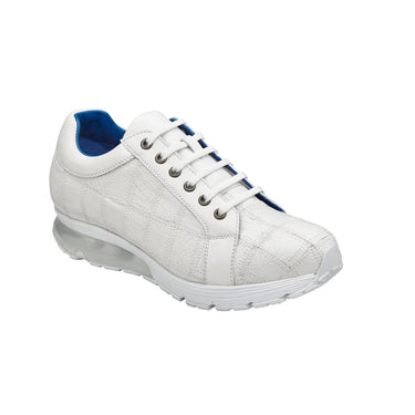 Belvedere Magnus in White Ostrich Patchwork Sneakers in #color_