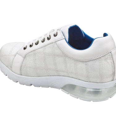Belvedere Magnus in White Ostrich Patchwork Sneakers in #color_