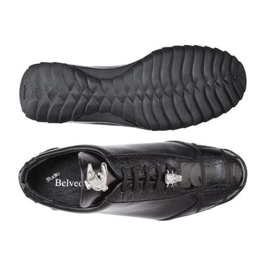 Belvedere Paulo in Black Genuine Ostrich & Soft Calf Sneakers in #color_