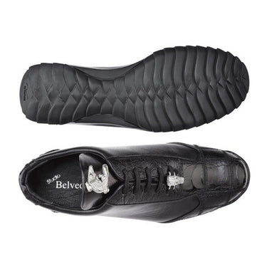 Belvedere Paulo Black Genuine Ostrich Sneakers Side View