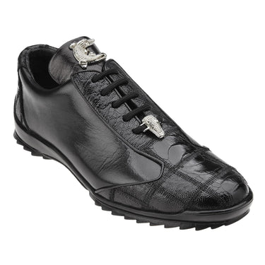 Belvedere Paulo in Black Genuine Ostrich & Soft Calf Sneakers