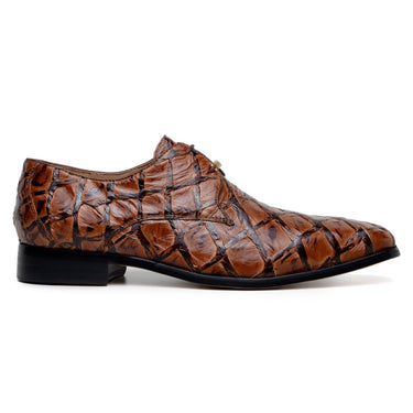 Belvedere Renzo in Antique Almond Exotic Pirarucu Lace-Up Derby Shoes