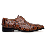 Belvedere Renzo in Antique Almond Exotic Pirarucu Lace-Up Derby Shoes