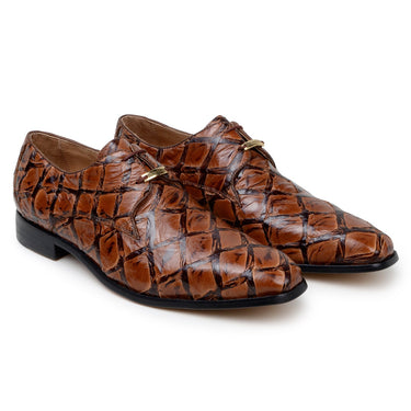 Belvedere Renzo in Antique Almond Exotic Pirarucu Lace-Up Derby Shoes