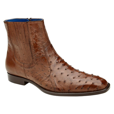 Belvedere Roger in Antique Brandy Genuine Ostrich Side Zipper Boot