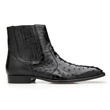 Belvedere Roger in Black Genuine Ostrich Side Zipper Boot