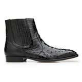 Belvedere Roger in Black Genuine Ostrich Side Zipper Boot