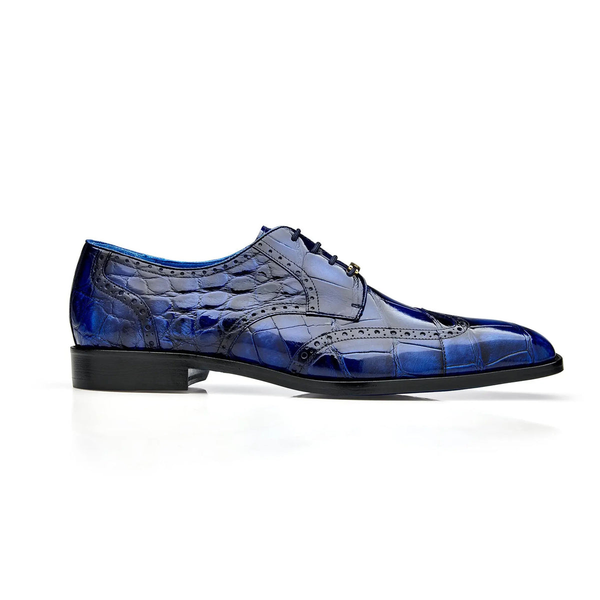 Shop Belvedere Santo in Antique Blue Alligator Oxfords  display picture 2