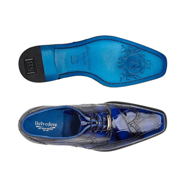 Shop Belvedere Santo in Antique Blue Alligator Oxfords  display picture 2