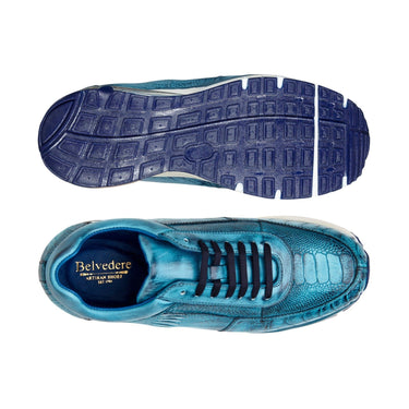 Belvedere Todd Antique Ocean Blue Ostrich Sneakers Side View