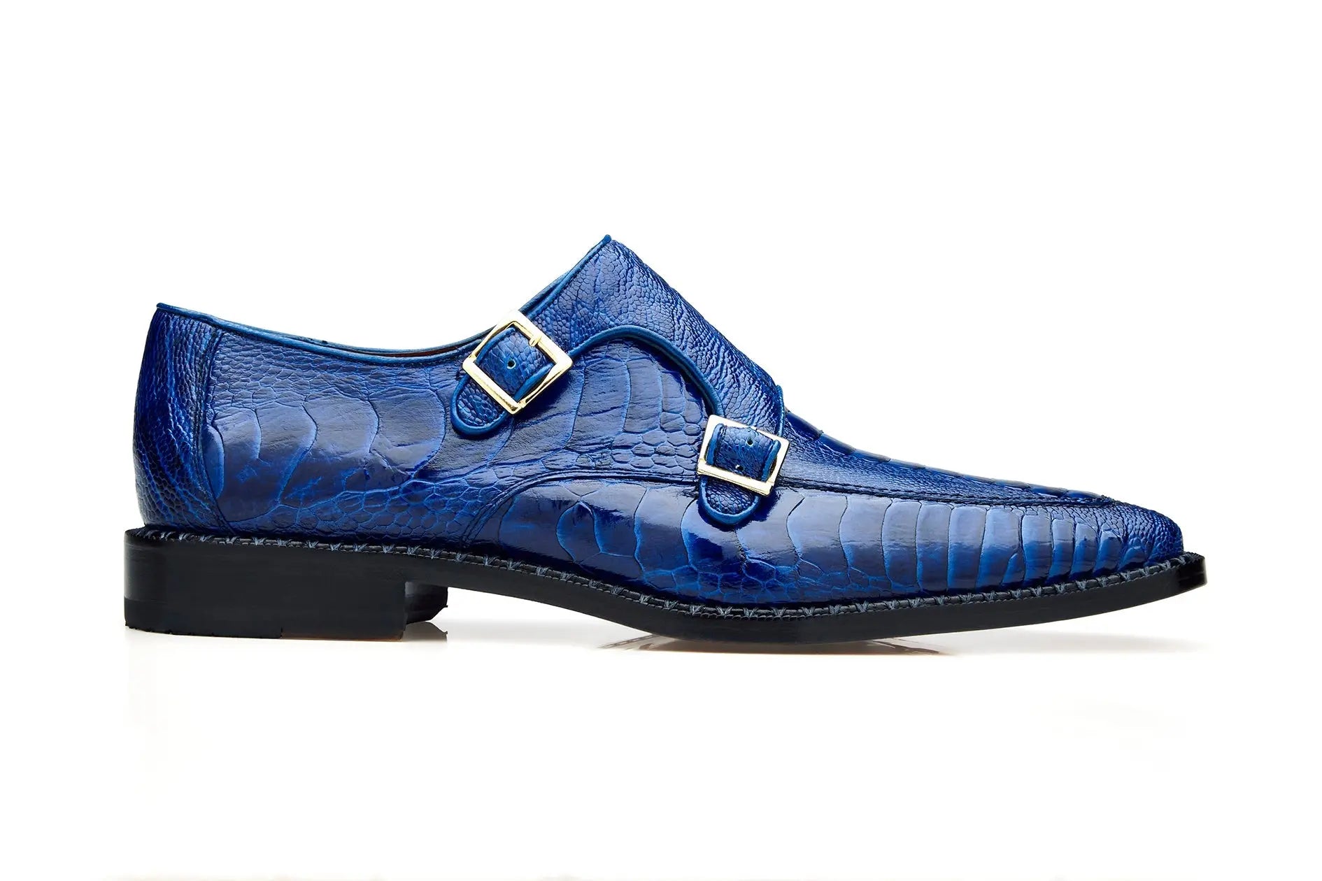 Belvedere Valiente in Antique Ocean Ostrich Leg Monkstraps