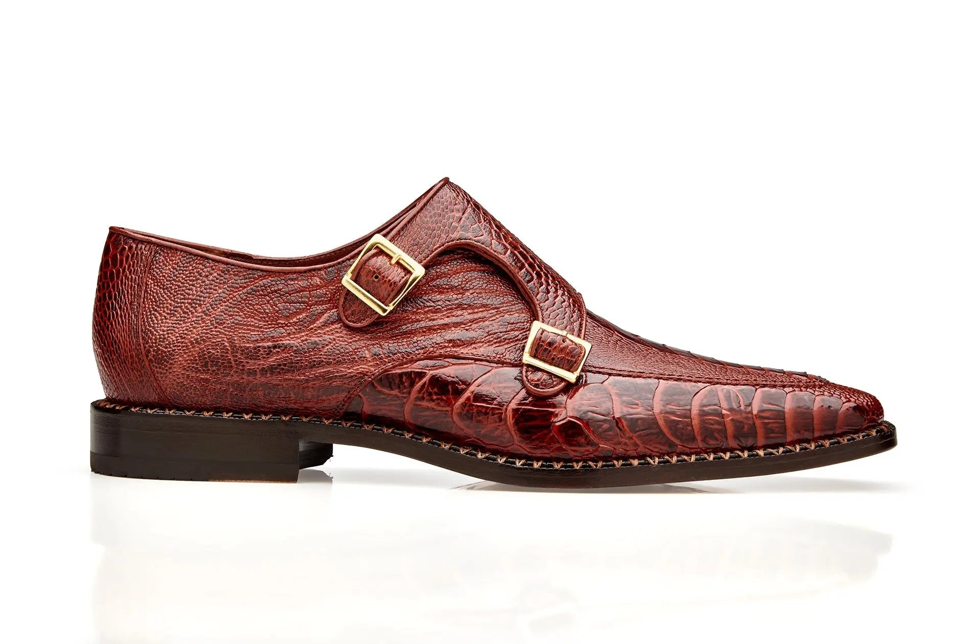 Belvedere Valiente Ocean Blue Ostrich Leg Double Monkstrap