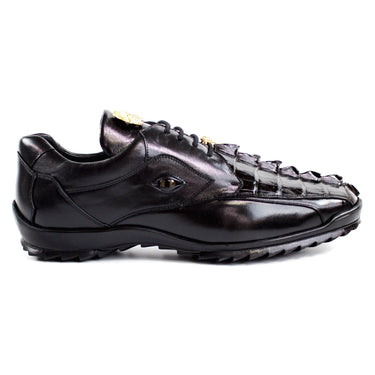 Belvedere Vasco in Black Genuine Hornback Crocodile & Soft Calf Sneakers in Black