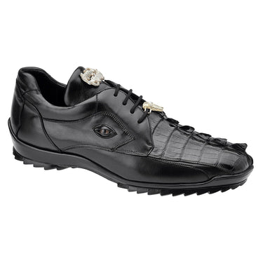 Belvedere Vasco in Black Genuine Hornback Crocodile & Soft Calf Sneakers