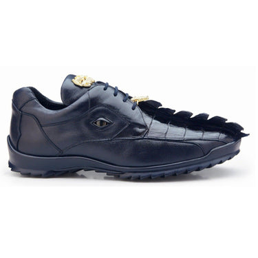 Belvedere Vasco in Navy Genuine Hornback Crocodile & Soft Calf Sneakers in Night Blue