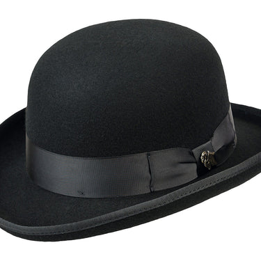 Classic Bowler in Black in Black Wool 100% Wool Felt