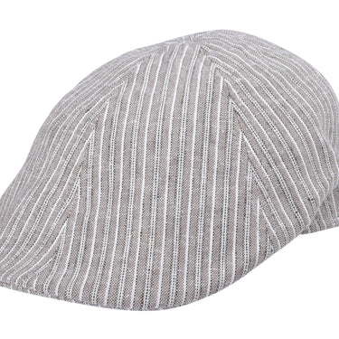 Duck Bill Cap in Beige Fabric in Beige Fabric Linen