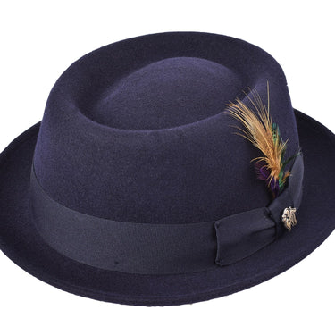 Pork Pie Stingy in Navy Wool 100% Wool Felt