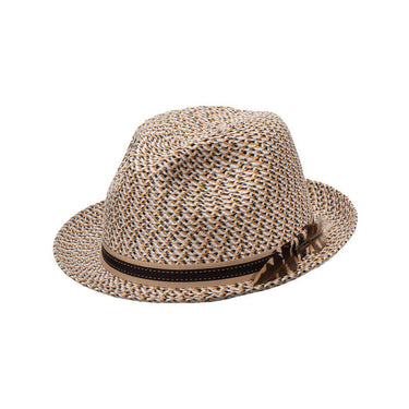 Biltmore 1917 Pinto Poly Braid Two-Tone Fedora in Ivory Mix #color_ Ivory Mix