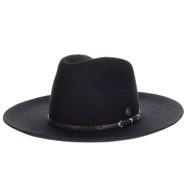 Biltmore Smokehouse Wool Felt Wide Brim Western Hat in Black OSFM #color_ Black OSFM