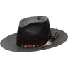 Biltmore Spade Spade-Shaped Crown Shantung Straw Fedora in Black #color_ Black
