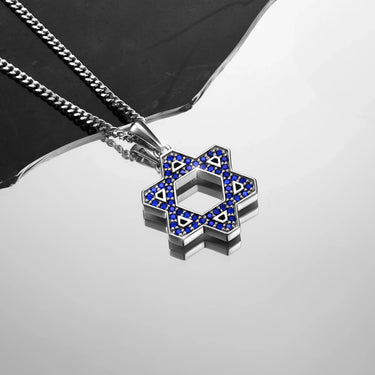 Star Of David Pendant - Sapphire