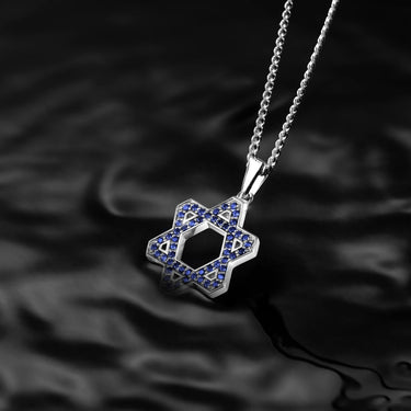 Star Of David Pendant - Sapphire