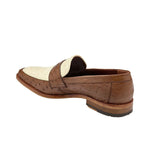 Belvedere Espada in Tabac / Bone Ostrich Quill Penny Loafers