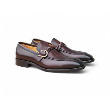Carrucci Shoes Braided Bit Loafer Brown Leather in Chestnut