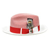 Bruno Capelo Bailey Two-Tone Straw Fedora in Red / White #color_ Red / White