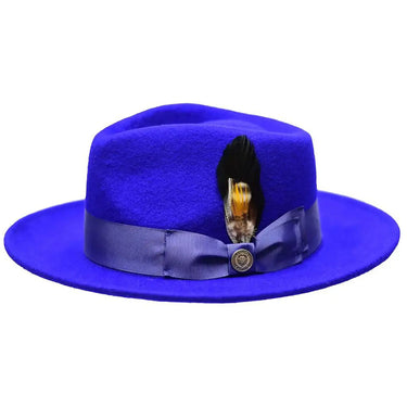 Bruno Capelo Bel-Air Crushable Wool Felt Fedora Hat in Royal Blue #color_ Royal Blue