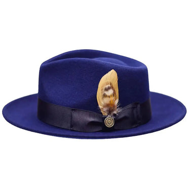 Bruno Capelo Bel-Air Crushable Wool Felt Fedora Hat in Navy Blue