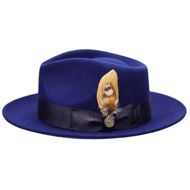 Bruno Capelo Bel-Air Crushable Wool Felt Fedora Hat in Navy Blue #color_ Navy Blue