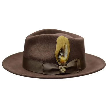 Bruno Capelo Bel-Air Crushable Wool Felt Fedora Hat in Dark Brown #color_ Dark Brown