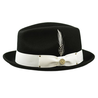 Bruno Capelo Blues Brothers Wool Pinch Front Fedora Black / White