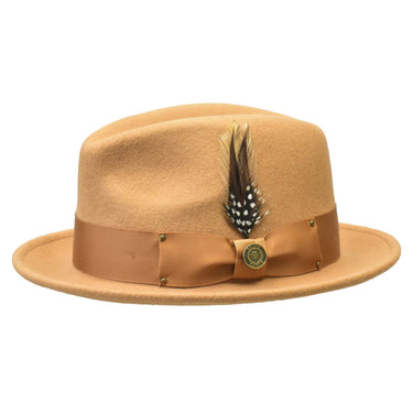 Bruno Capelo Blues Brothers Wool Pinch Front Fedora in Acorn #color_ Acorn