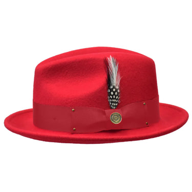 Bruno Capelo Blues Brothers Wool Pinch Front Fedora in Red