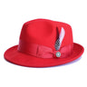 Bruno Capelo Blues Wool Pinch Front Fedora in Red