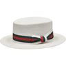 Bruno Capelo Boater Straw Flat Brim Skimmer in White / Red / Green