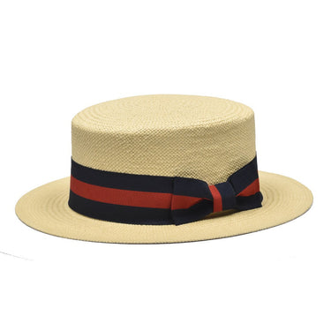 Bruno Capelo Boater Straw Flat Brim Skimmer in Natural