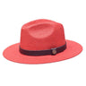 Bruno Capelo Cali Wide Brim Pinch Front Straw Fedora in Red / Black